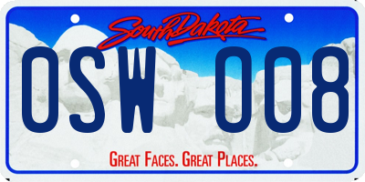 SD license plate 0SWO08