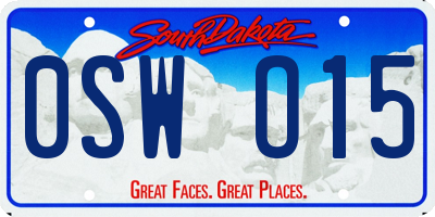 SD license plate 0SWO15