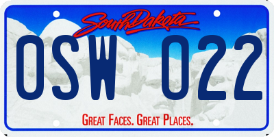 SD license plate 0SWO22