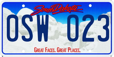 SD license plate 0SWO23
