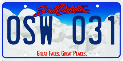 SD license plate 0SWO31