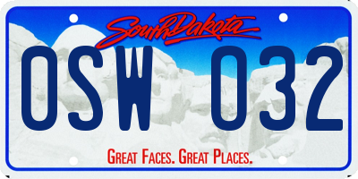 SD license plate 0SWO32