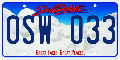 SD license plate 0SWO33