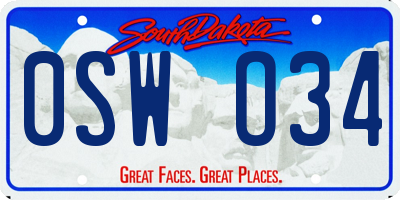 SD license plate 0SWO34