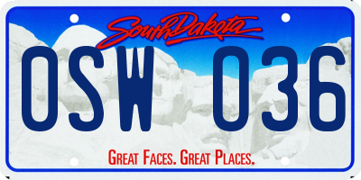 SD license plate 0SWO36