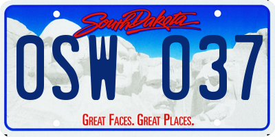 SD license plate 0SWO37