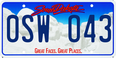 SD license plate 0SWO43