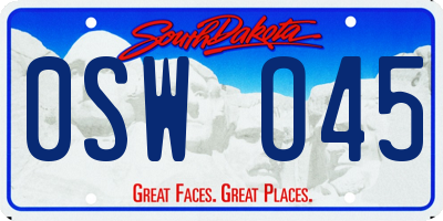 SD license plate 0SWO45