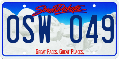 SD license plate 0SWO49