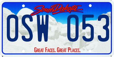 SD license plate 0SWO53