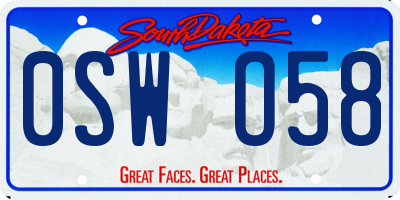 SD license plate 0SWO58