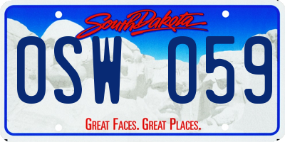 SD license plate 0SWO59