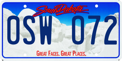 SD license plate 0SWO72