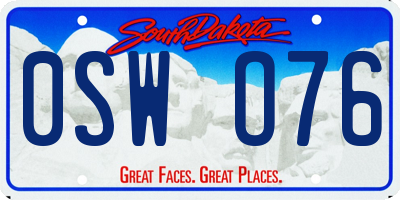 SD license plate 0SWO76