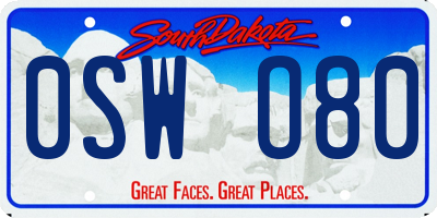 SD license plate 0SWO80
