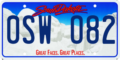 SD license plate 0SWO82