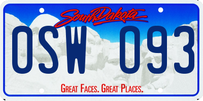 SD license plate 0SWO93