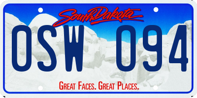SD license plate 0SWO94