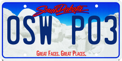 SD license plate 0SWP03