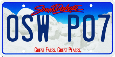 SD license plate 0SWP07