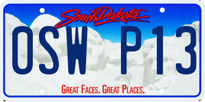 SD license plate 0SWP13