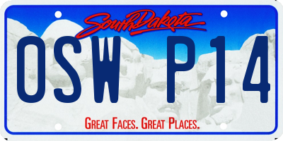 SD license plate 0SWP14