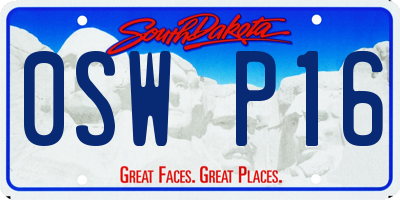 SD license plate 0SWP16