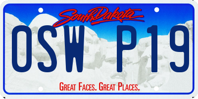 SD license plate 0SWP19