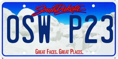 SD license plate 0SWP23