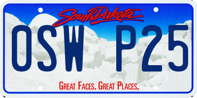 SD license plate 0SWP25