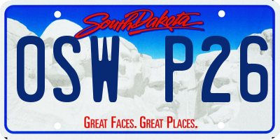 SD license plate 0SWP26