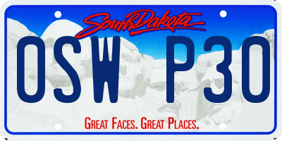 SD license plate 0SWP30