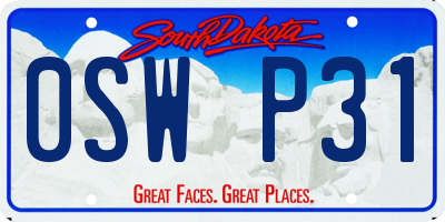 SD license plate 0SWP31