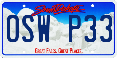 SD license plate 0SWP33