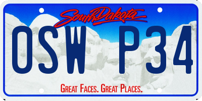 SD license plate 0SWP34