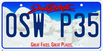 SD license plate 0SWP35