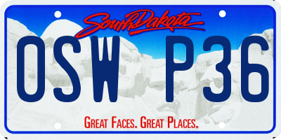 SD license plate 0SWP36