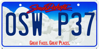 SD license plate 0SWP37