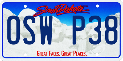 SD license plate 0SWP38