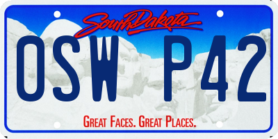 SD license plate 0SWP42