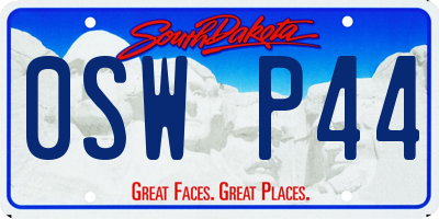 SD license plate 0SWP44
