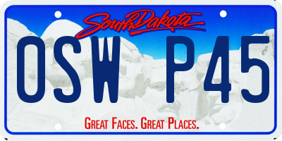 SD license plate 0SWP45