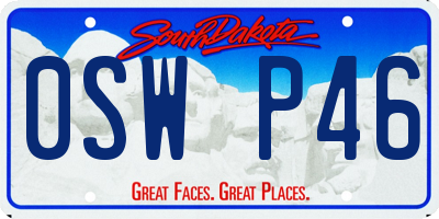 SD license plate 0SWP46