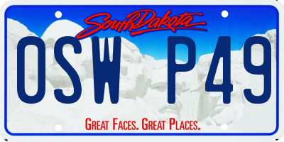 SD license plate 0SWP49