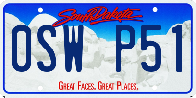 SD license plate 0SWP51