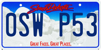 SD license plate 0SWP53
