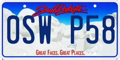 SD license plate 0SWP58