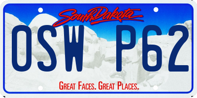 SD license plate 0SWP62
