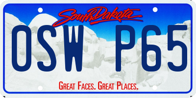 SD license plate 0SWP65