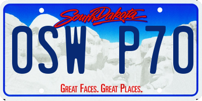 SD license plate 0SWP70